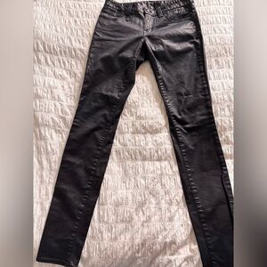 R13 Black Coated Skinny Jeans Made in Italy